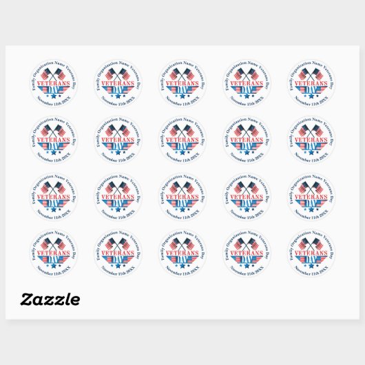 Sticker Rond Ajouter un nom Texte Jour des anciens combattants  (Feuille)