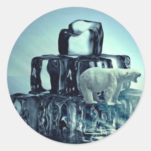 Sticker Rond Ajouter Un SLOGAN Pour Sauver La Planète Ours Pola