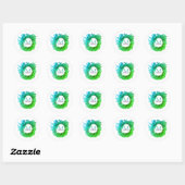 Sticker Rond Ajouter une couronne de Noël vert rose monogramme (Feuille)