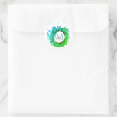 Sticker Rond Ajouter une couronne de Noël vert rose monogramme (Sac)
