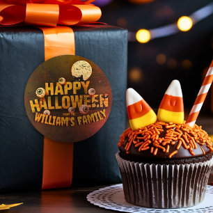 Sticker Rond Ajouter Vos Propres Mots Custom Halloween Monster