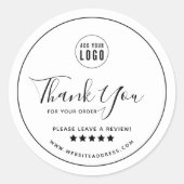Sticker Rond Ajouter votre logo Black Border Merci Review (Devant)