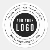 Sticker Rond Ajouter votre logo Merci de bordure noire (Devant)