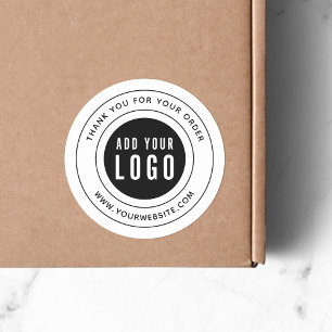 Sticker Rond Ajouter votre logo Merci de bordure noire
