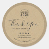 Sticker Rond Ajouter votre logo Merci de médias sociaux Kraft (Devant)