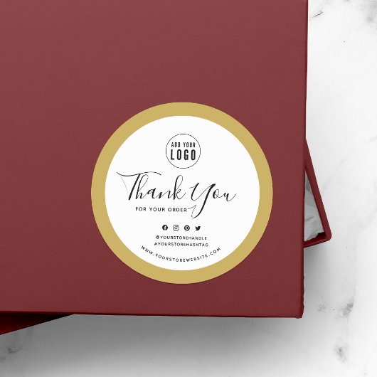 Sticker Rond Ajouter votre logo Social Media Merci Bordure pers