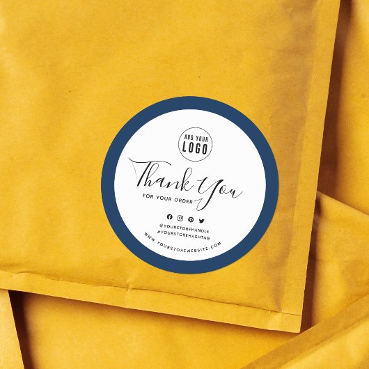 Sticker Rond Ajouter votre logo Social Media Merci Bordure pers