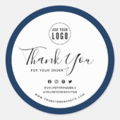 Sticker Rond Ajouter votre logo Social Media Merci Bordure pers (Devant)