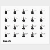 Sticker Rond Ajouter votre nom texte brun acoustique guitare éd (Feuille)