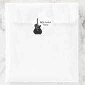 Sticker Rond Ajouter votre nom texte brun acoustique guitare éd (Sac)