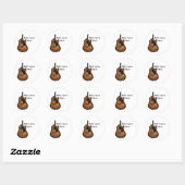 Sticker Rond Ajouter votre nom texte brun acoustique guitare éd (Feuille)