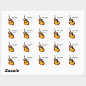 Sticker Rond Ajouter votre nom texte brun acoustique guitare éd (Feuille)