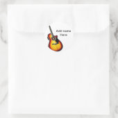 Sticker Rond Ajouter votre nom texte brun acoustique guitare éd (Sac)
