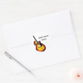 Sticker Rond Ajouter votre nom texte brun acoustique guitare éd (Enveloppe)