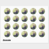 Sticker Rond Ajouter votre propre photo 1er Anniversaire Nom St (Feuille)