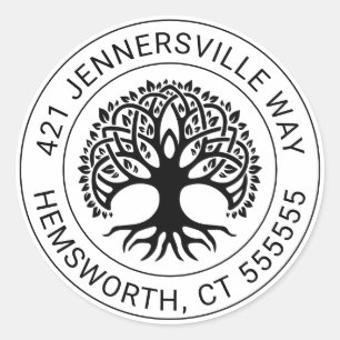 Sticker Rond Ajouter votre texte Adresse de l'arbre celtique