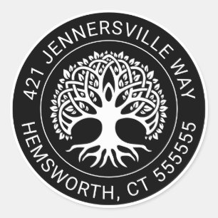 Sticker Rond Ajouter votre texte Adresse de l'arbre celtique