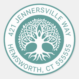 Sticker Rond Ajouter votre texte   Adresse de l'arbre celtique