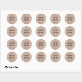 Sticker Rond Ajouter votre texte Brown Bois Modèle Look (Feuille)