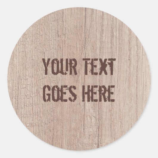 Sticker Rond Ajouter votre texte Brown Bois Modèle Look (Devant)