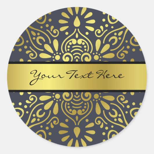 Sticker Rond Ajoutez simplement votre nom | Faux Gold Foil Mand (Devant)