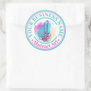 Sticker Rond Ajoutez Votre Logo d'Entreprise Peintre Classique
