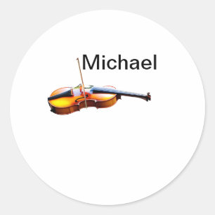 Sticker Rond Ajoutez votre nom texte brun amateur de violon mus