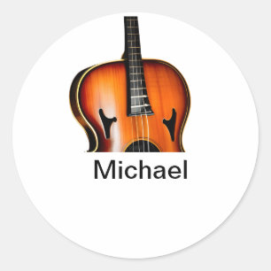 Sticker Rond Ajoutez votre nom texte violon brun mélomane jeter