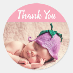 Sticker Rond Ajoutez votre propre photo Baby Girl Douche Sticke