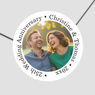 Sticker Rond Ajoutez votre propre photo de couple 25e anniversa