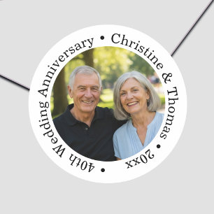 Sticker Rond Ajoutez votre propre photo de couple 40e anniversa