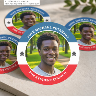Sticker Rond Ajoutez votre propre photo et titre de campagne él
