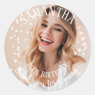 Sticker Rond Ajoutez votre propre photo personnalisée 16e anniv