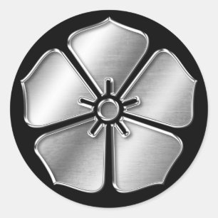 Sticker Rond Akechi Clan Kamon Argent Chrome