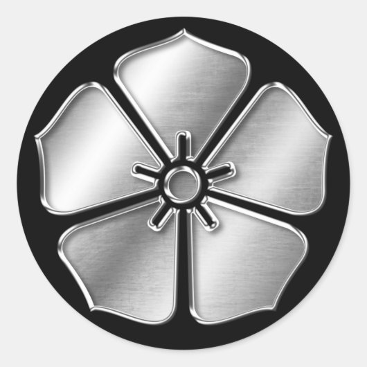 Sticker Rond Akechi Clan Kamon Argent Chrome (Devant)
