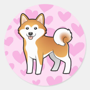 Sticker Rond Akita Inu / Shiba Inu Love