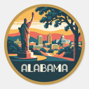 Sticker Rond Alabama États-Unis Birmingham Deep South Histoire
