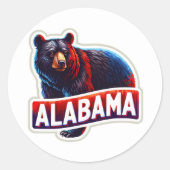 Sticker Rond Alabama, ours noir, (Devant)
