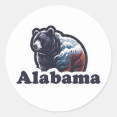 Sticker Rond Alabama, ours noir, (Devant)
