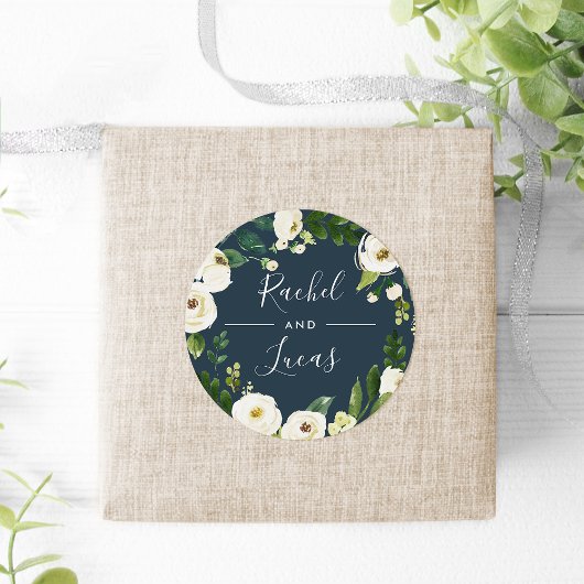 Sticker Rond Alabaster | Botanical Wreath Wedding