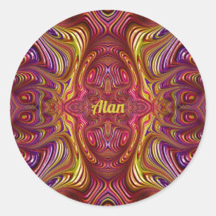 Sticker Rond ALAN ~ Dessin fractal multicolore ~