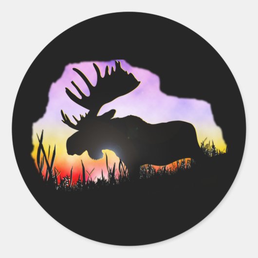 Sticker Rond Alaska Moose Sillouette (Devant)