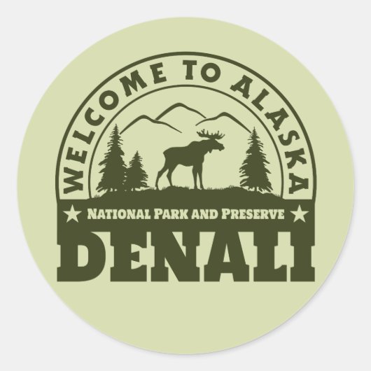 Sticker Rond Alaska. Parc national et réserve de Denali (Devant)