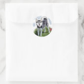 Sticker Rond Alaskan Klee Kai Art (Sac)