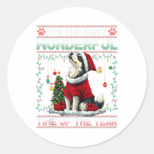Sticker Rond Alaskan Malamute Décorations d'arbre de Noël Chien