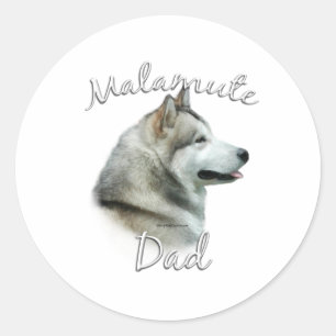 Sticker Rond Alaskan Malamute papa 2