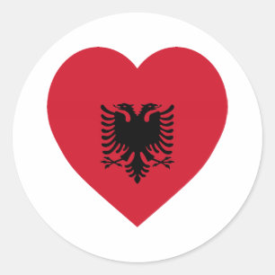 Sticker Rond Albanie - Coeur du drapeau