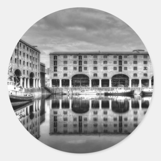Sticker Rond Albert Dock Liverpool Réflexions (Devant)