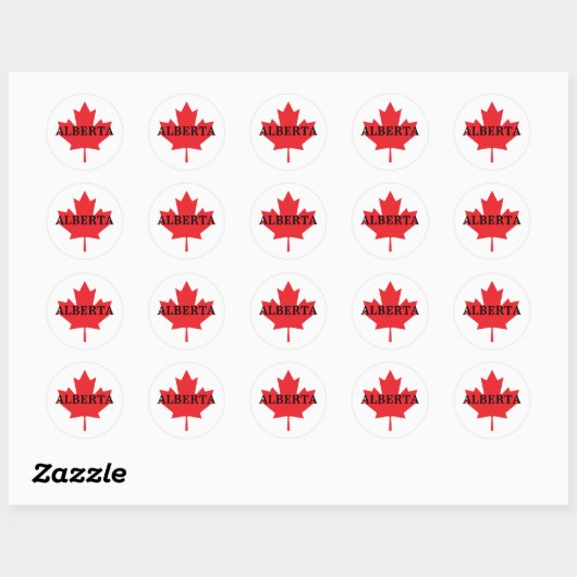 Sticker Rond Alberta avec Maple Leaf (Feuille)