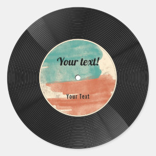 Sticker Rond Album musical Retro Vinyl Record